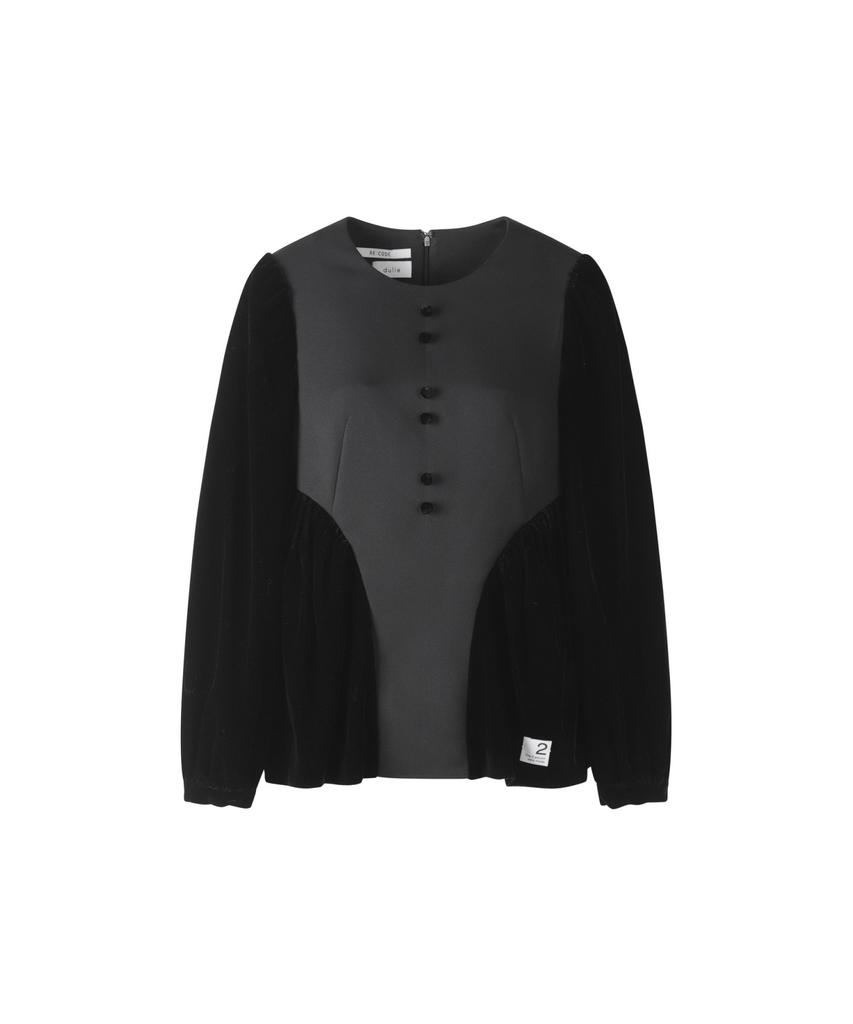 RECODE Voluminous Sleeve Crop Top R0Taa23502Bkx