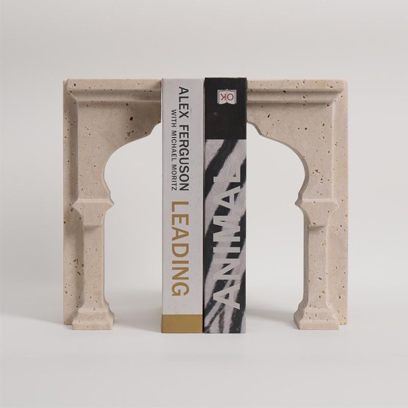 Modern Minimalist Yellow Travertine Geometric Arch Decorative Sculpture Home Interior Styling