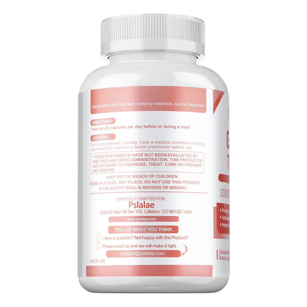 Glutathione blend, containing vitamin C extract, helps restore skin health, aids in whitening, suitable for adults, vegan.