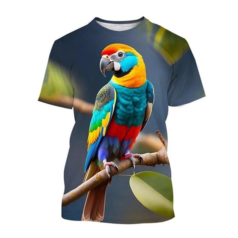 Fashion New Color Parrot Graphic T Shirts For Unisex Summer Trend Casual Tees Harajuku Printed O-neck Short Sleeve Top