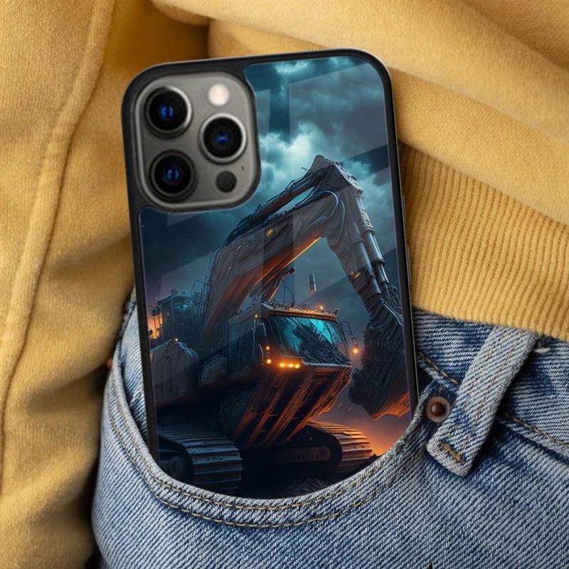 Excavator Magnetic Soft Phone Case for iPhone 16 Promax 15 Pro 13 14 Plus 11 12 Mini MagSafe Coque