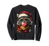 Hipster Raccoon Santa Hat Sunglasses Bubble Gum Christmas Sweatshirt