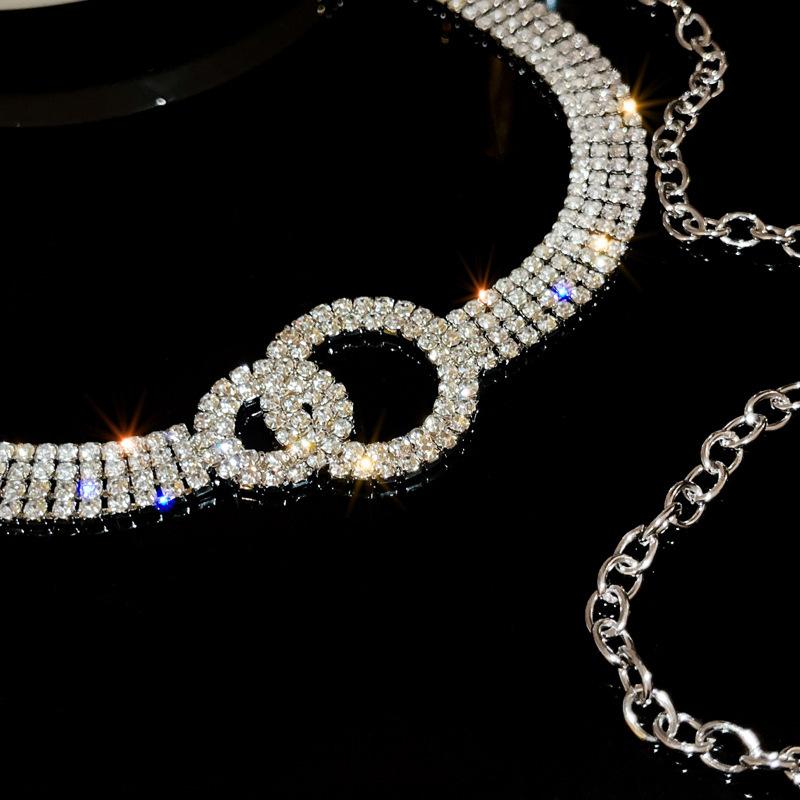 Luxurious and Charming Silvery Synthetic Zirconia Hoop Women's Waist Chain Body Chain for Beach Party
