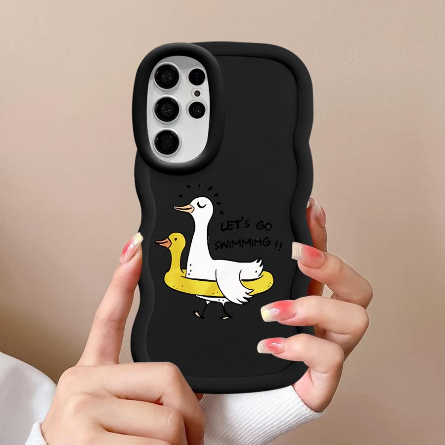 Мультяшная утка Мягкий чехол-бампер для телефона для Samsung Galaxy S20 FE A26 S23 Plus A25 S22 Ultra S25 S21 S24 A24 A35 A55 A54 A36 A34