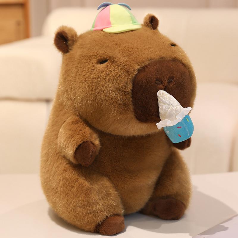 22Cm Cute Kapibala Capybara Plush Toy Cartoon Capybara Holding Ice Cream Coconut Stuffed Soft Animal Pillow Doll Creative Gift
