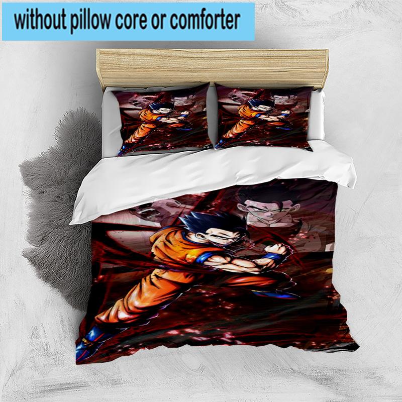 3PCS Goku Anime 3pcs Bedding,Including 3PCS Duvet Cover And 2pcs Pillowcases Perfect for Christmas,Ideal for Bedroom, Dormitory