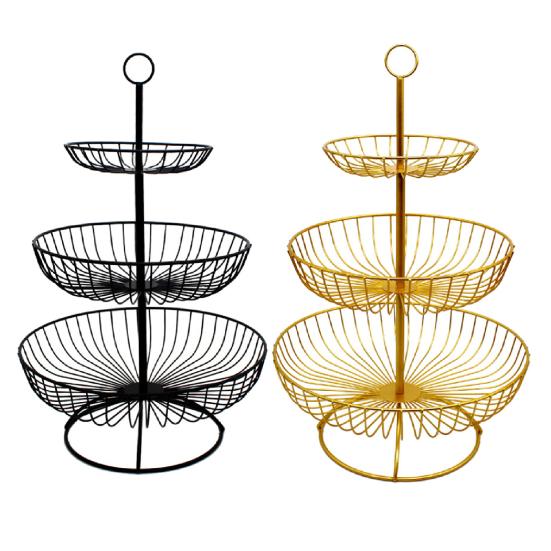 Поднос для тарелки с фруктами, стабильная 3-х уровневая французская проволочная корзина для овощей в стиле ретро