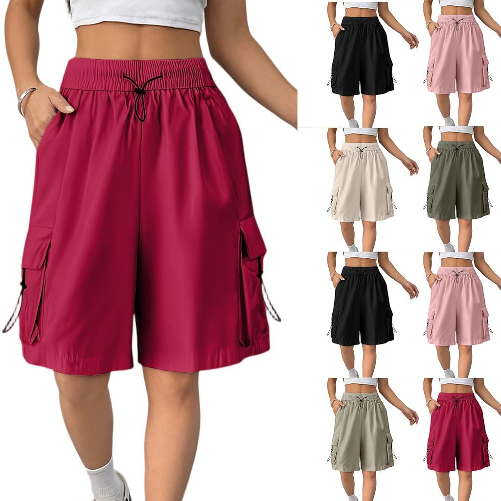 Women's Summer Work Pants Are Loose Comfortable Casual Fashionable With Multiple Pockets And Solid Color Shorts
