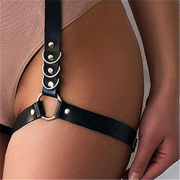 Женский кожаный bondage-харнес Lootee, регулируемые punk-клеточные поясные ремни, подвязки на ноги, для взрослых BDSM SM