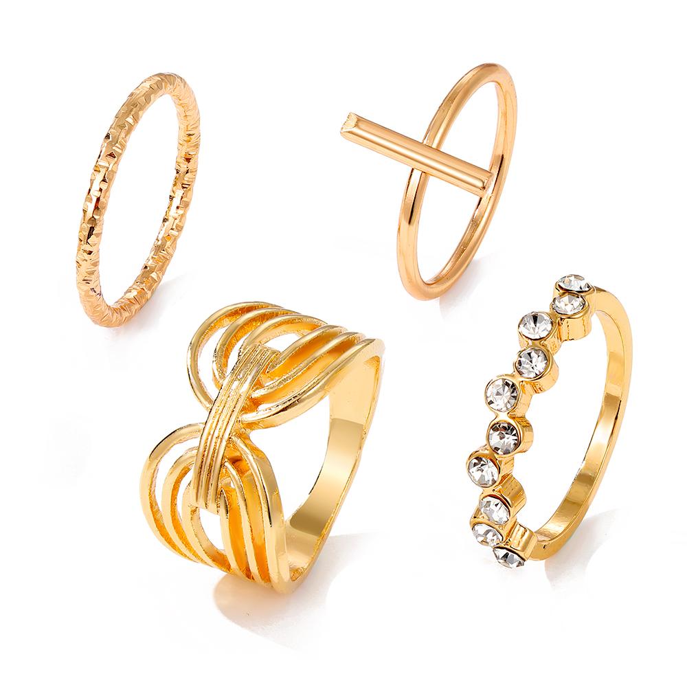 2023 New Korean Simple Ring Women's Charm Party Ring Three Piece Set of Noble Female Tassel Temperament Girl's Student Ring Set Korean Ring