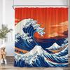 Japanese Style Shower Curtains Toad Master Frog Sea Waves Koi Cherry Blossom Bathroom Decorations Vintage Japan Bath Curtain