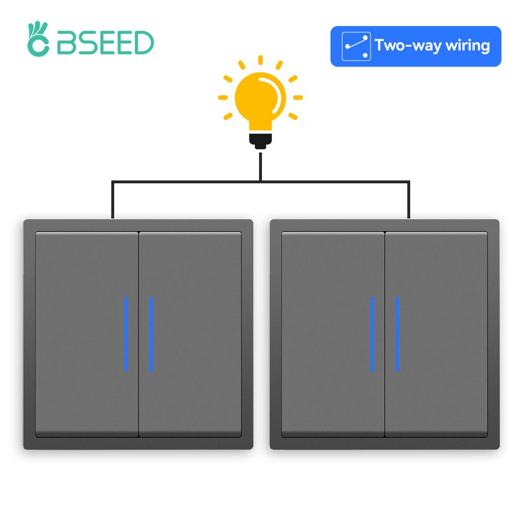 BSEED 1/2Gang Mechanical Light Switches With Led Indicator For Stairs Hallway Corridor 10A Plastic Frame 2pieces