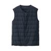 MUJI Lightweight Down Collarless Vest AD0U7A4A Dark Size XL Men's (Anti-Static Lining) Navy,