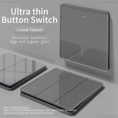 Серый Стеклянный Настенный Квадратный Панельный Выключатель Стандарт ЕС Великобритания Розетка 16а Большая Панель Настенный Выключатель Света Розетка USB TypeC Розетка для Сети ТВ Телефона
