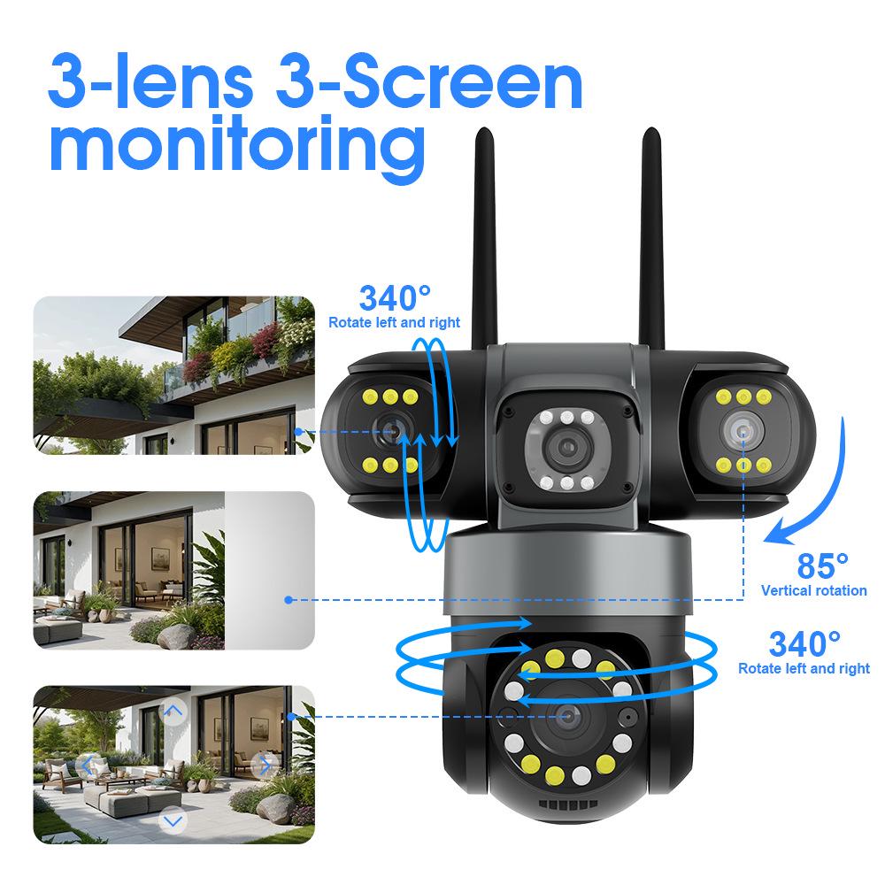 YOOSEE Wireless Triple-Lens HD Night Vision Surveillance Camera