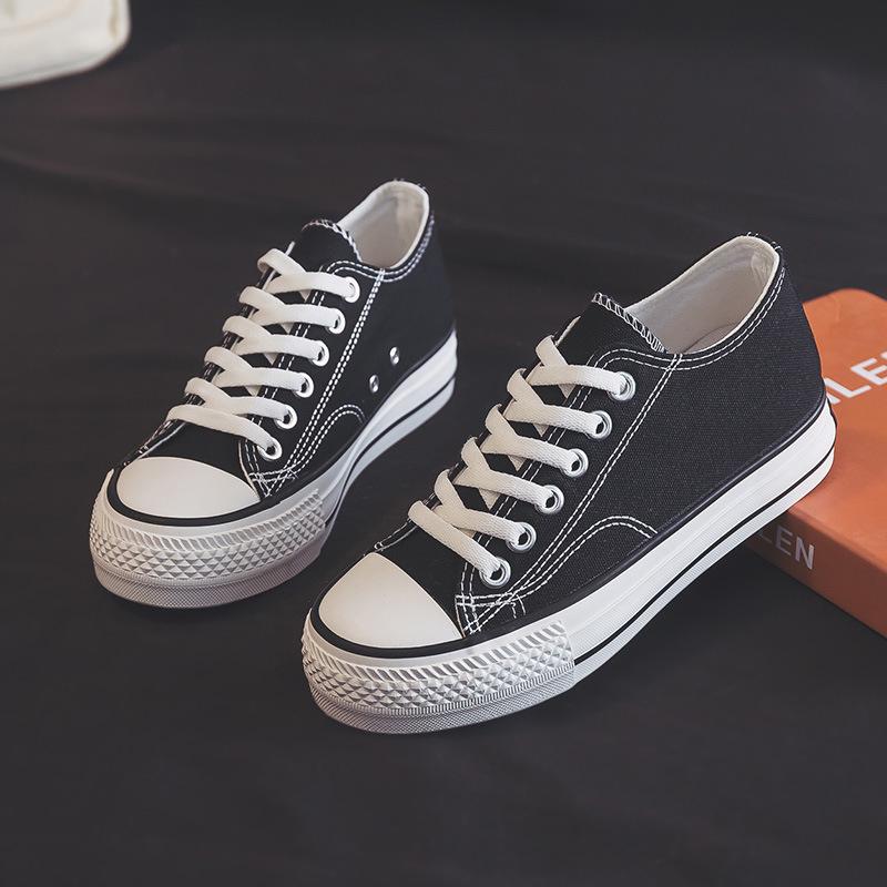 Platform Canvas Shoes Women's Shoes Spring and Autumn New Inner Heightening Board Shoes Ulzzang Versatile Cloth Shoes