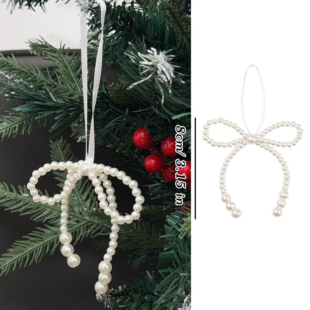 1/20Pcs Imitation Pearl Bowknot Hanging Pendant Xmas Party Garland Home Decoration Christmas Bowknot Tree Topper Decoration