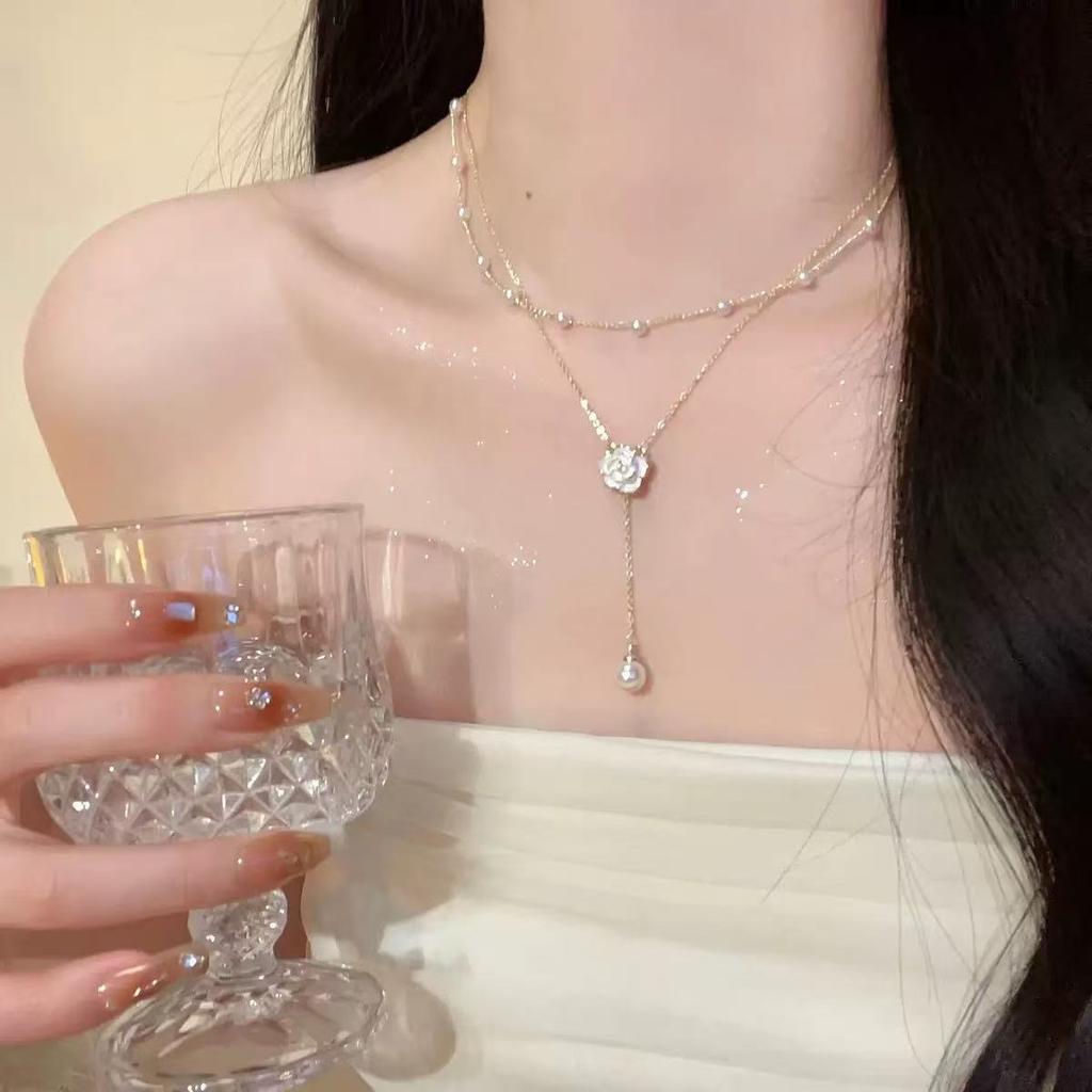Слезы Ангела~ Французское Жемчужное Ожерелье-Капля Воды Женские Новые Аксессуары с Характером Высококлассная Легкая Роскошь Универсальная Ключичная Цепочка