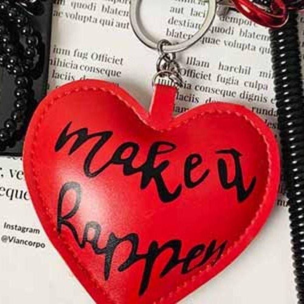 PU Leather Lovely Heart Shaped Keyring Ins Bag Charms Exquisite Car Keychain  Party