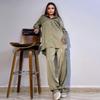 Women's Loose Plus Size Printed Shirt Wide Leg Pants Casual Suit