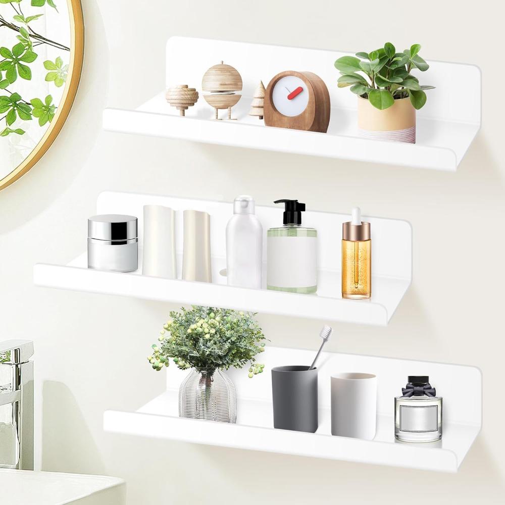 2pcs 12 Inch Acrylic Display Shelf White Plant Display Rack Wall Mounted Plant Shelf Indoor Use