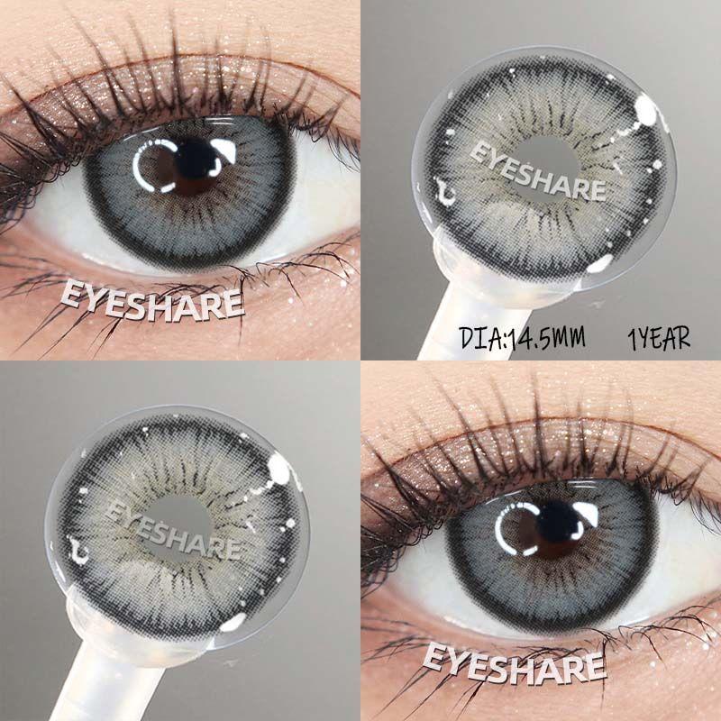 Eyeshare Натуральные цветные контактные линзы, черные очки, цветные, красивые зрачки, зеленый макияж для глаз, косметика, цветные линзы, серые годовые линзы, 2 шт.