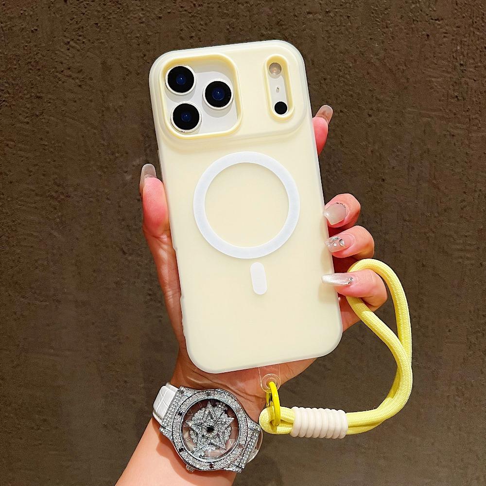 Конфетный контрастный ремешок Магнитный чехол для телефона для IPhone 17 Air 16 15 14 13 12 Pro Max 11 Ремешок для руки на запястье Матовый мягкий чехол из ТПУ