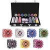 GYMAX Poker Chips 300 Pieces Casino Chips Poker Set with Numbers and Playing Cards Table Game Casino Set (Black)