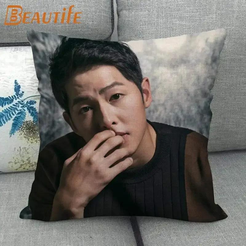 45X45 см Vincenzo Song Joong Ki KPOP наволочка с квадратной молнией, хлопковая льняная ткань, наволочки для спальни, дома, декоративный подарок