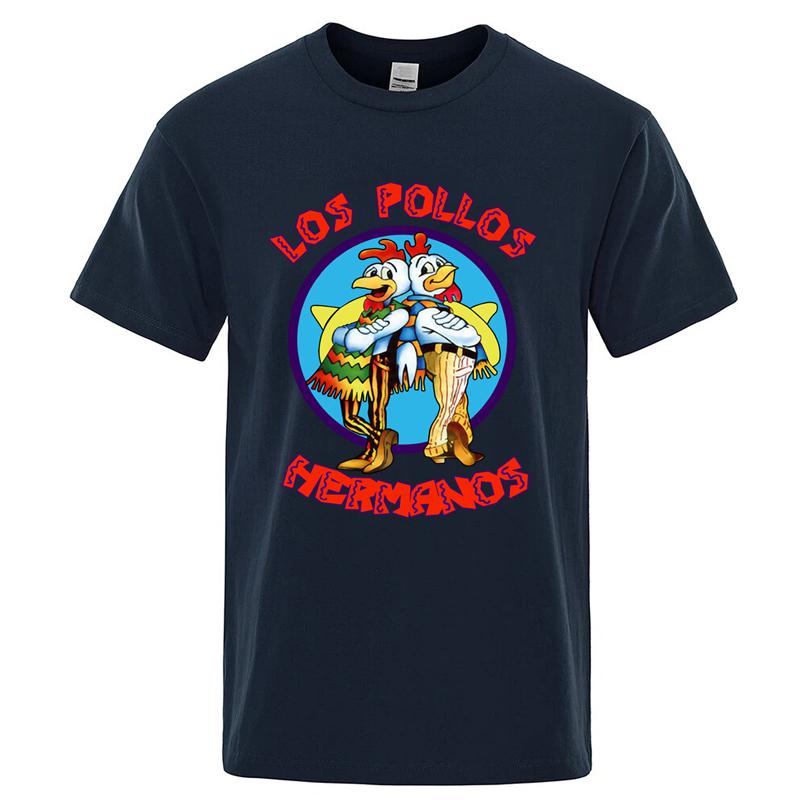Summer Men's High-quality LOS POLLOS Hermanos Fun Printed T-shirt 2025 Summer Printed 100% Pure Cotton Loose Casual T-shirt