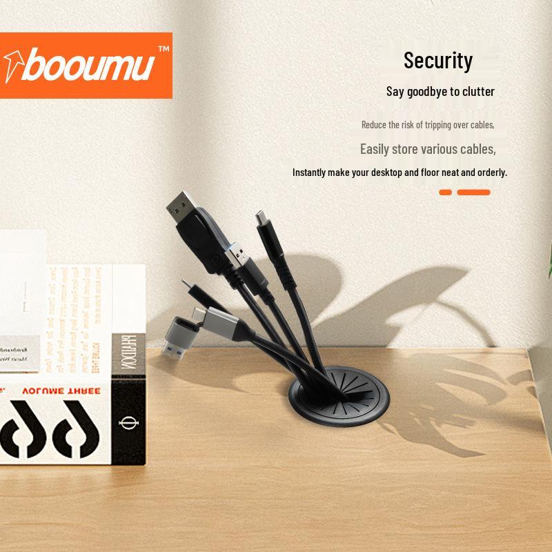 Desk Cable Management Box, ABS Plastic Round Cable Hole Cover, Decorative Wire Box