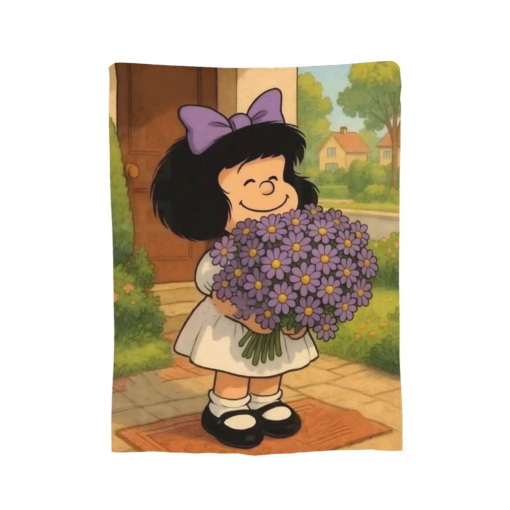 Mafaldas Love Smile Flannel Blankets Funny Throw Blanket for Home cm Plush Thin Quilt