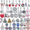 925 Silver Heart Christmas Hat Socks House Tree Apple Ice Crystal Snow Winter Beads Fit Original  Charms Bracelet Jewelry
