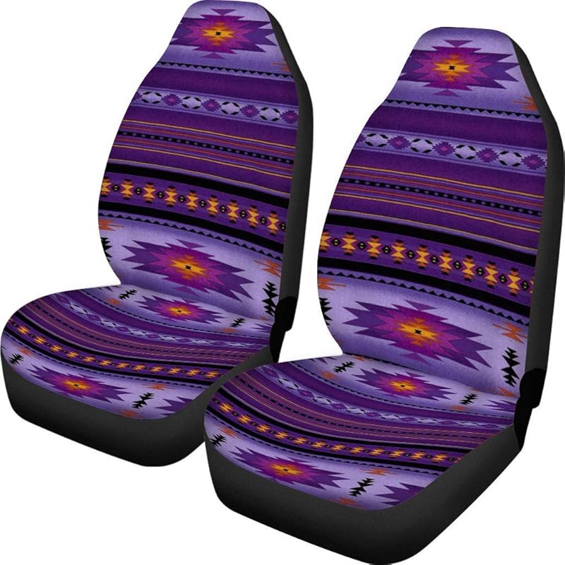 Dreaweet Чехлы на сиденья автомобиля с принтом Навахо для мужчин и женщин, с юго-западным узором, защита передних сидений, полный комплект из 2 штук, универсальный размер для автомобиля, грузовика или