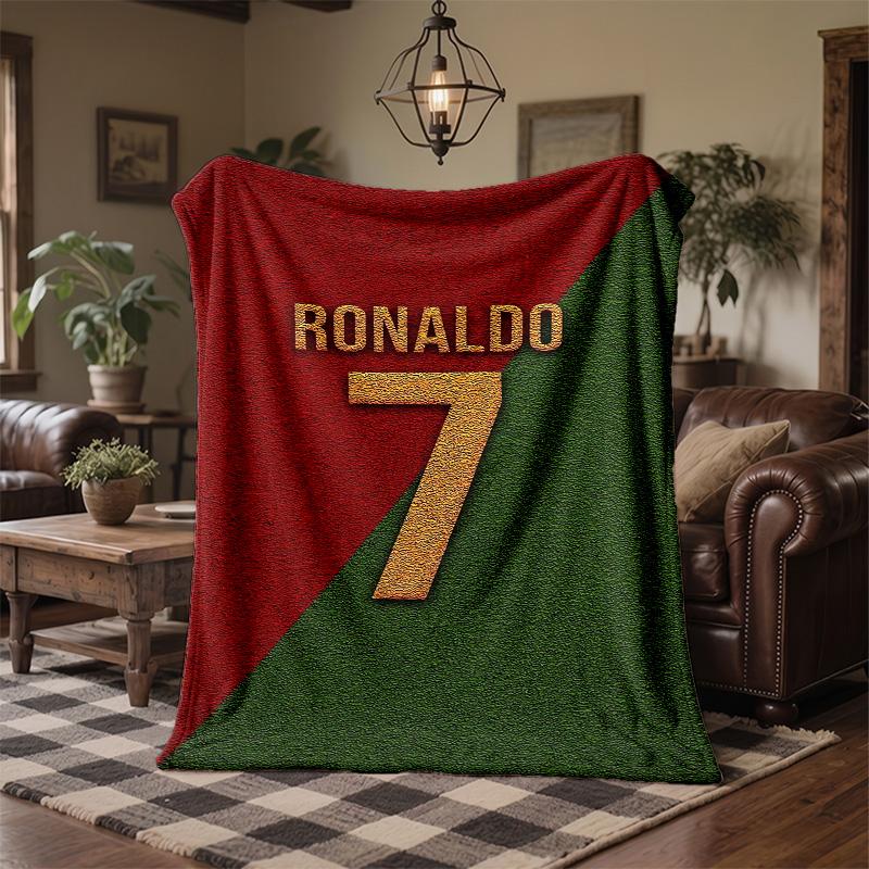 Cristiano Ronaldo Theme Fleece Blanket Cozy Soft Plush Blanket For Bedroom Couch Travel