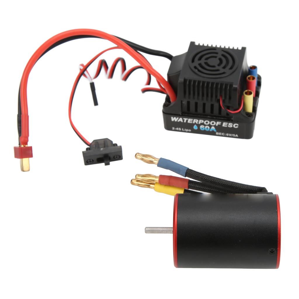 3650 3100KV Brushless Motor with 60A ESC Electric Governor Short Line for 1 8 1 10 RC Car
