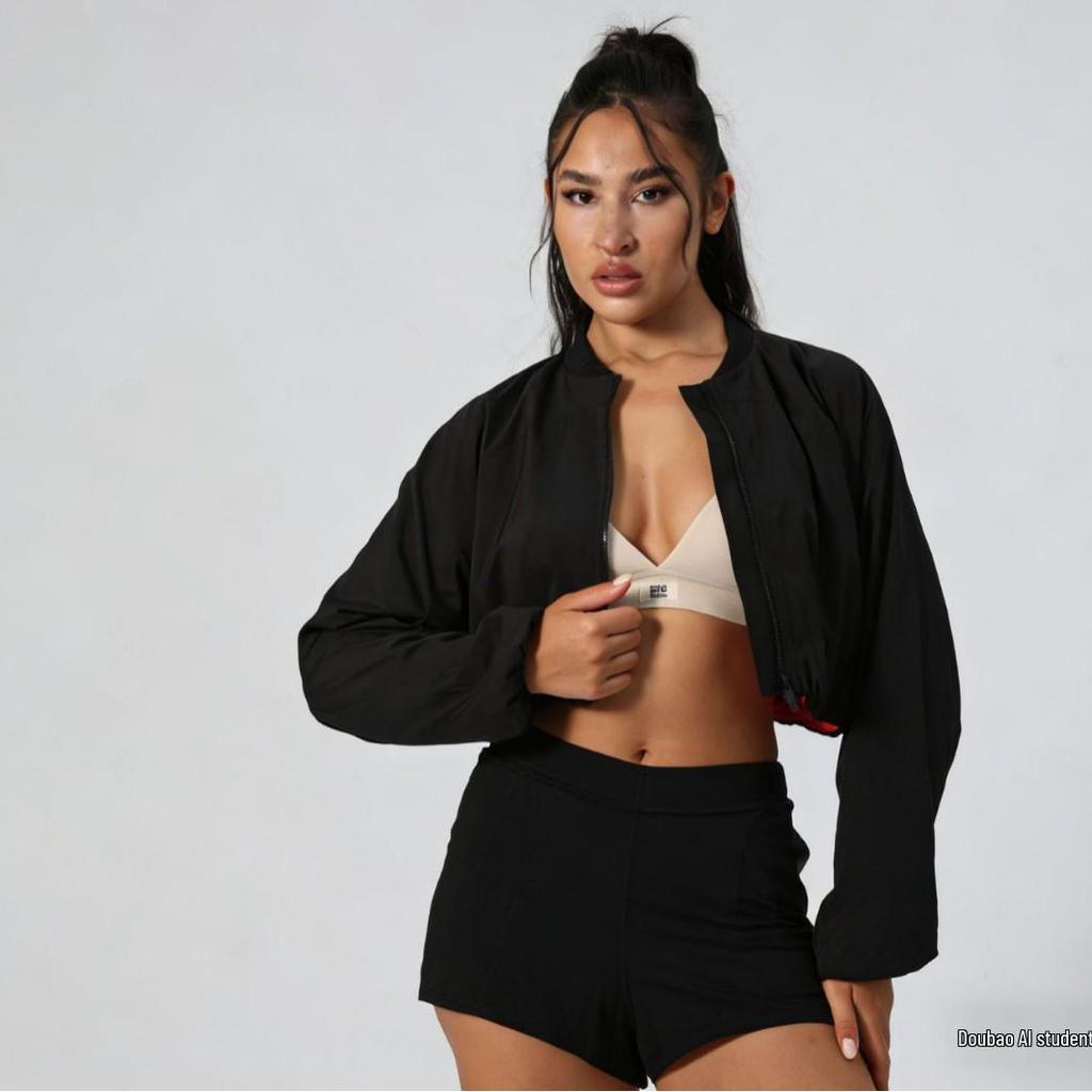 Кросс-бордер АЛО Кардиган с воротником-стойкой Защита от солнца Двухслойные Брюки Платье Набор для йоги