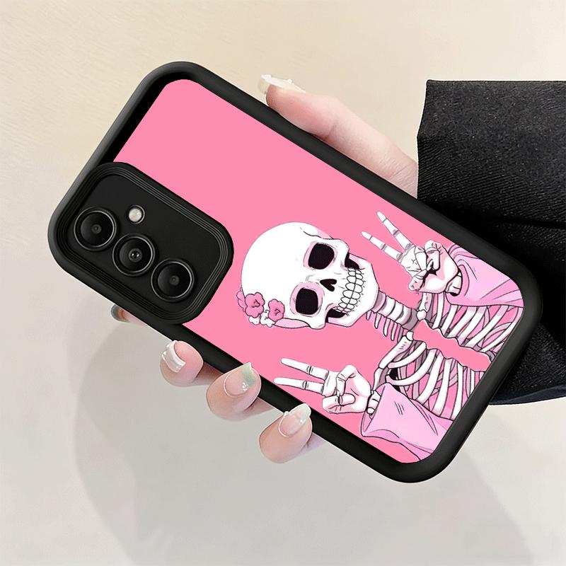 Phone Case for Samsung Galaxy A17 A16 A15 A14 A13 Pink Style Skull Witch A56 A36 A26 A55 A35 A25 A54 A34 A24 A53 A33 A23 A07 A06