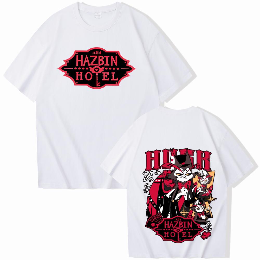 Новая футболка Hazbin Hotel Унисекс 100% Хлопок Y2k Графика Хаска С круглым вырезом Летняя мода Харадзюку стритвир Футболка Высокого Качества