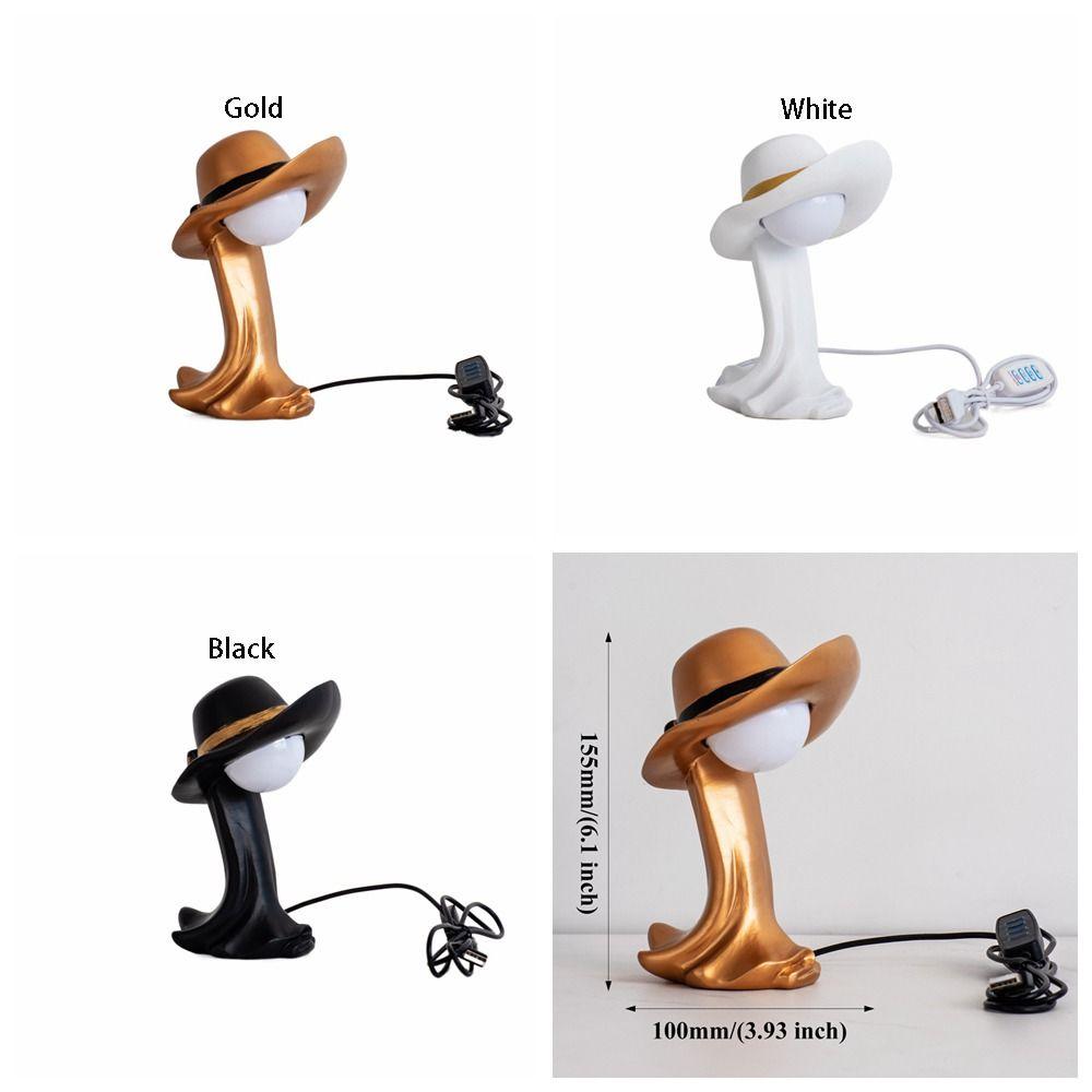 Креативная светодиодная лампа Декоративная соломенная шляпа Мультяшный настольный ночник Полимерное искусство Прикроватная лампа Домашний декор