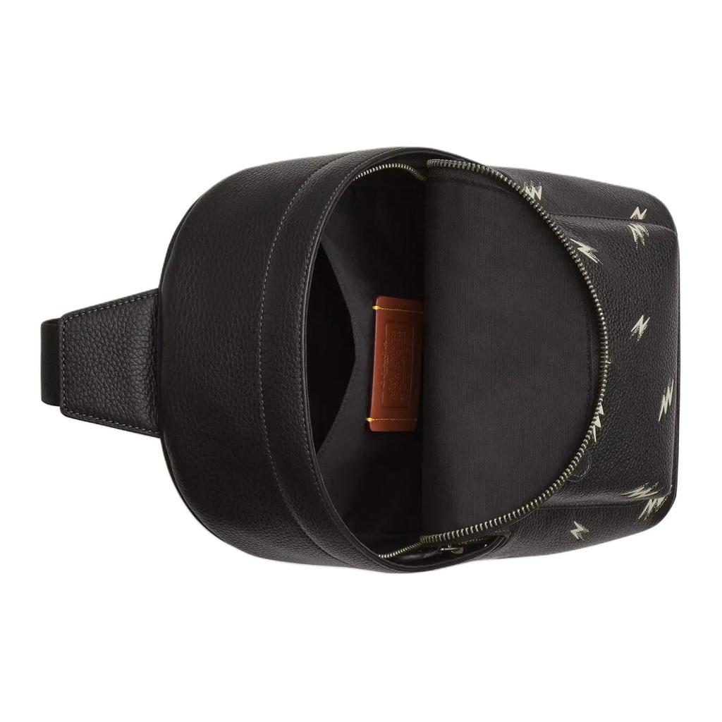 COACH West Pebble Leather Sling Bag Small Men's Black CDC77-QBM2