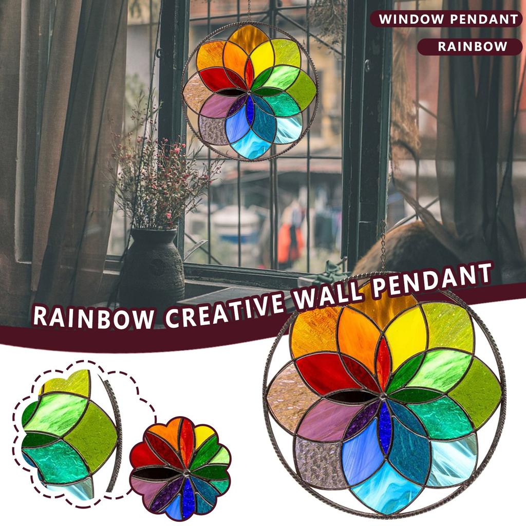 Rainbow Stained Suncatcher Window Hangings Stained Window Panel SeriesFunrain