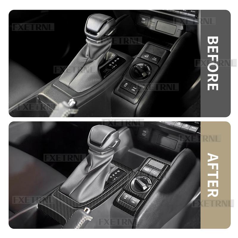 For Toyota Land Cruiser FJ 2026-2028 RHD Carbon Fiber Texture Center Console Gear Shift Frame Trim 2Pcs Interior Decor Trim