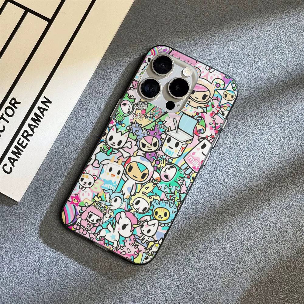 Япония Tokidoki Чехол для телефона для iPhone 17 16 15 14 13 12 11 Гофрированный Матовый Мягкий Чехол Противоскользящий