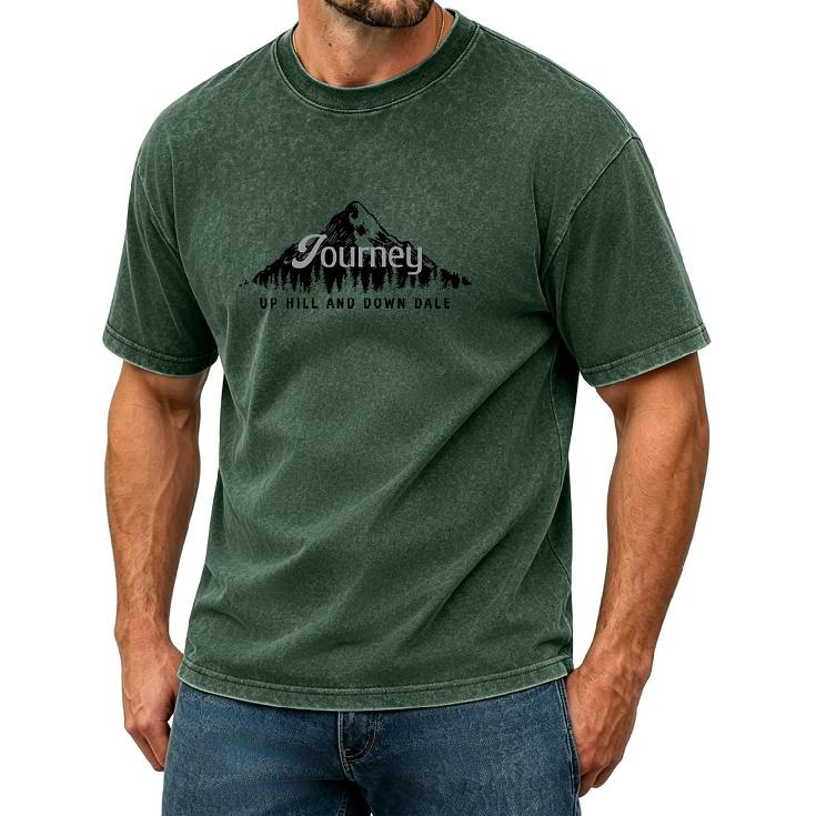 YTD Acid Wash Graphic T-Shirts for Men Women | Relaxed Fit, Cotton, Crewneck, Short Sleeve, Mountain Tee