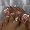 24 Pieces Flash Diamonds Full of Diamonds Explosion Wear Nail Nail Fake Nails French Manicure Butterfly Toenail