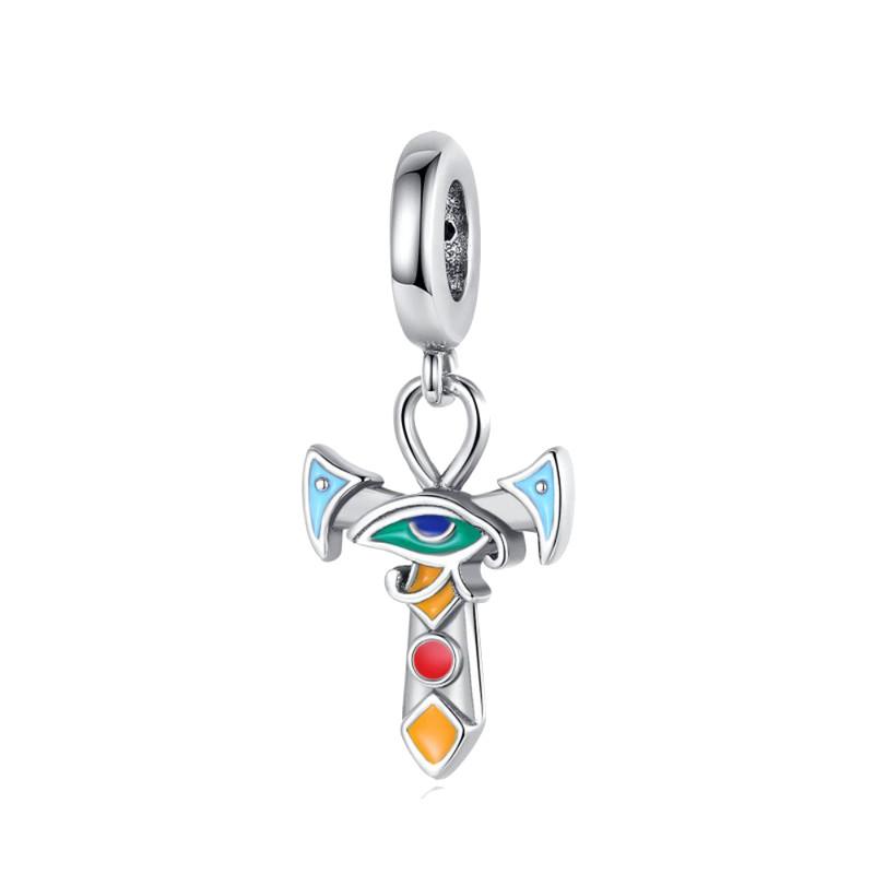 Cross Charms Fit Fashion Original Bracelets 925 Silver Pave Zircon Bible Bead Religion Holy Angel Safety Chain Charm DIY Jewelry