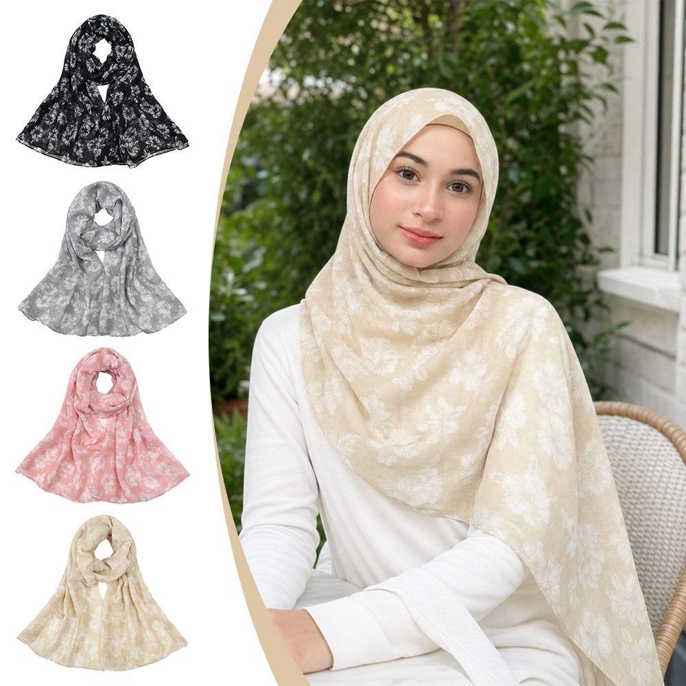 Breathable Floral Printed Scarf Soft Muslim Scarf Fashion Hijab Shawl Muslim Women