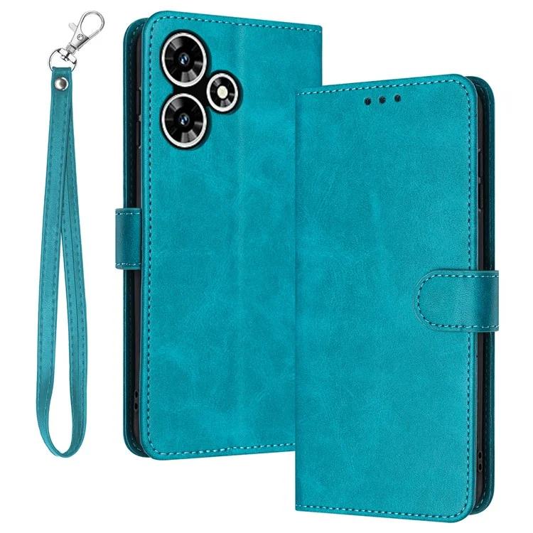 For Infinix Hot 30 Case Leather Wallet Magnetic Clasp Smartphone Cover with Strap - Green