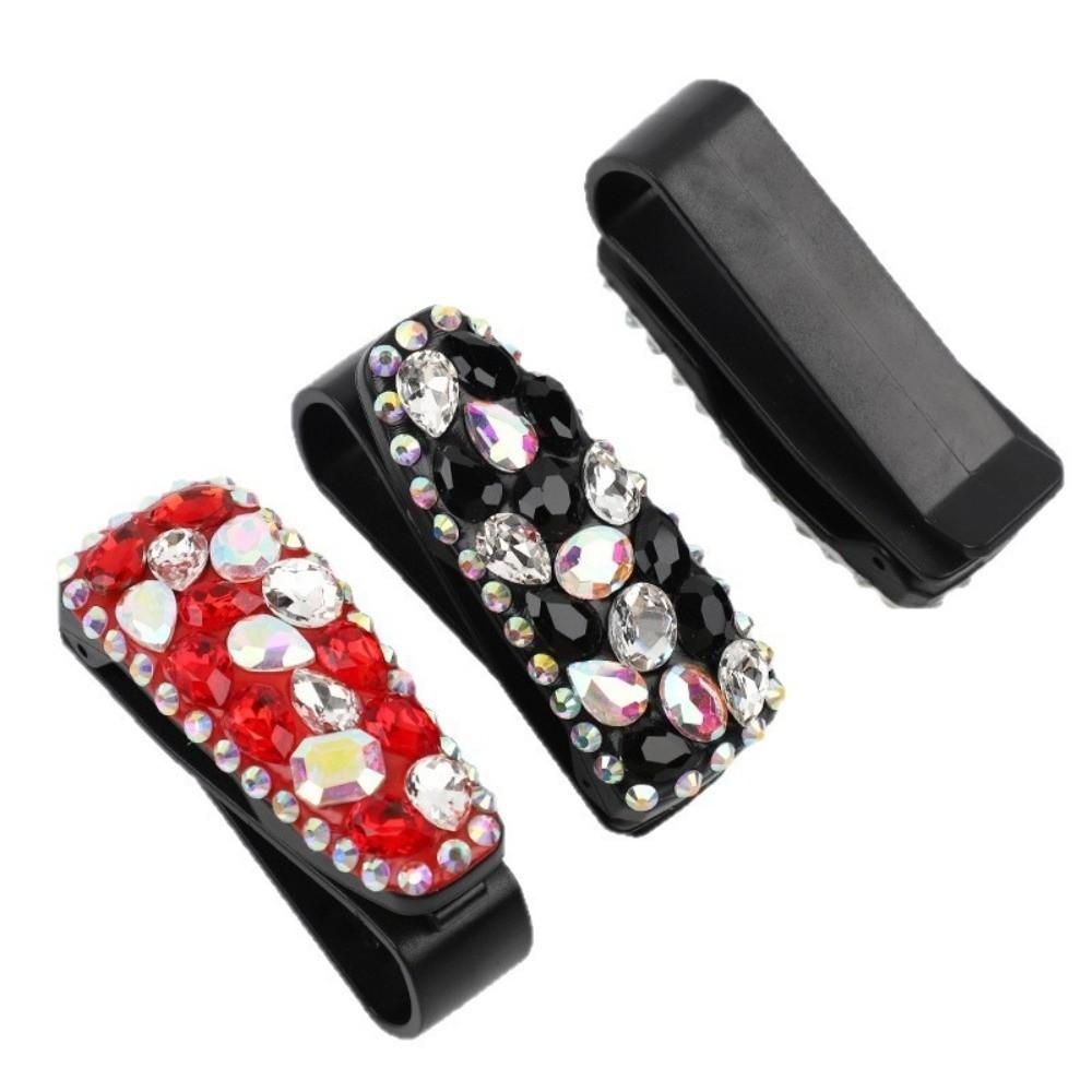 Portable Car Sunglasses Holder Rhinestone Car Glasses Bracket Sunglasses Clip  Driving Accessories